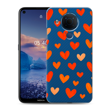 Силиконовый чехол на Nokia 5.4 с принтом Сердечки