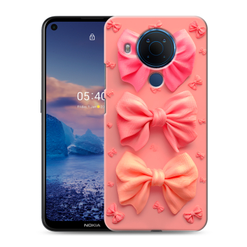 Силиконовый чехол на Nokia 5.4 с принтом Розовые бантики Силиконовый чехол на Nokia 5.4 с принтом Розовые бантики