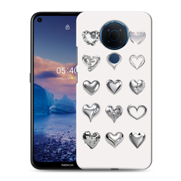 Силиконовый чехол на Nokia 5.4 с принтом Y2K сердечки Силиконовый чехол на Nokia 5.4 с принтом Y2K сердечки