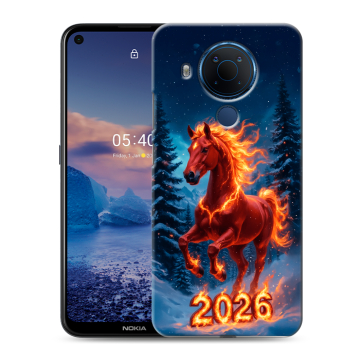 Силиконовый чехол на Nokia 5.4 с принтом Новый год коня