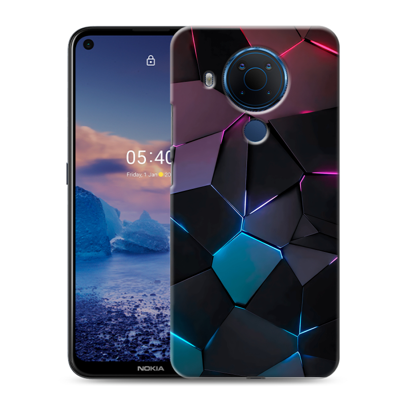 Силиконовый противоударный чехол на Nokia 5.4 с принтом Геометрия неона Силиконовый противоударный чехол на Nokia 5.4 с принтом Геометрия неона