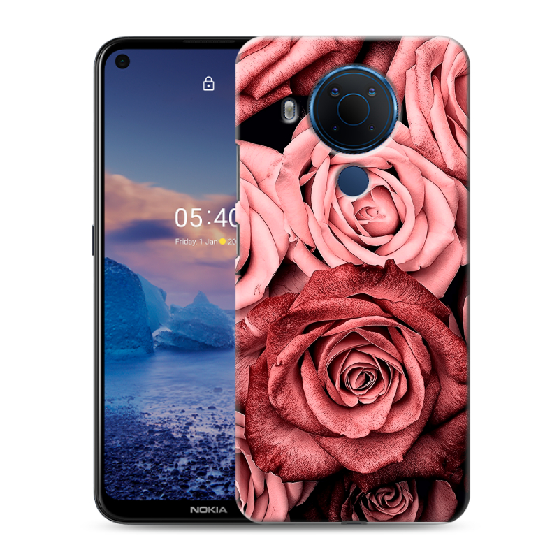 Силиконовый противоударный чехол на Nokia 5.4 с принтом Цветы розы Силиконовый противоударный чехол на Nokia 5.4 с принтом Цветы розы