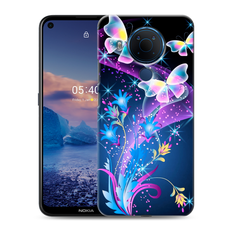 Силиконовый чехол на Nokia 5.4 с принтом Бабочки Силиконовый чехол на Nokia 5.4 с принтом Бабочки