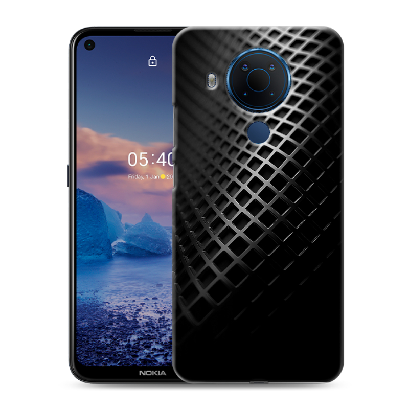 Силиконовый противоударный чехол на Nokia 5.4 с принтом Текстура металла Силиконовый противоударный чехол на Nokia 5.4 с принтом Текстура металла