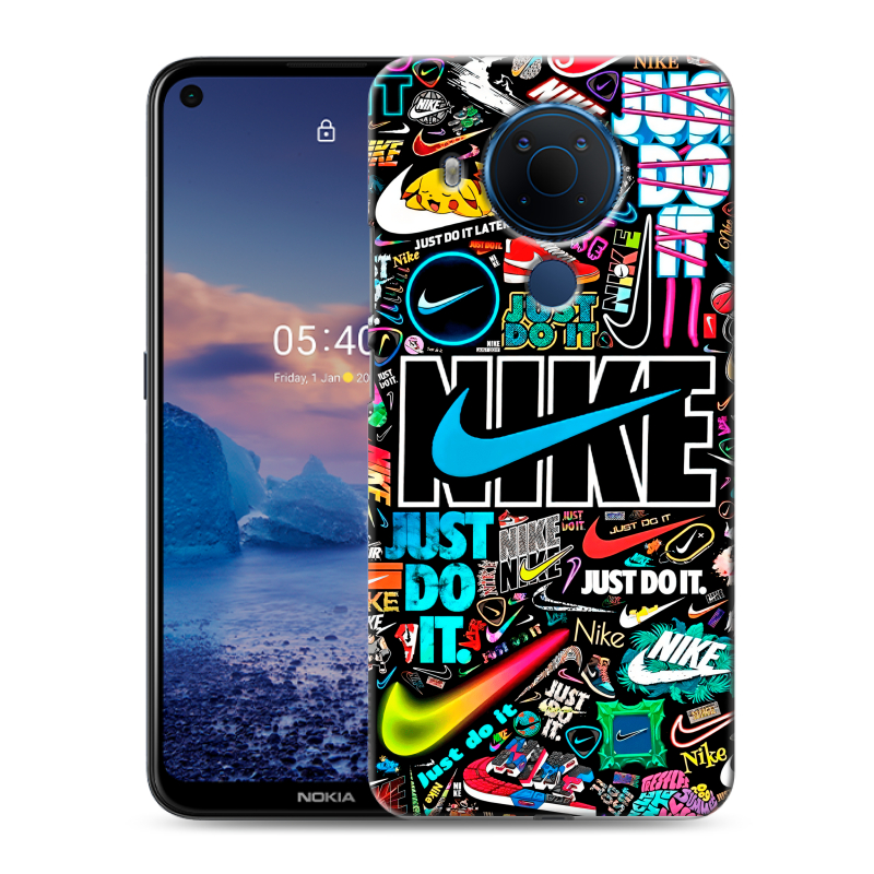 Силиконовый чехол на Nokia 5.4 с принтом найк nike черный Силиконовый чехол на Nokia 5.4 с принтом найк nike черный