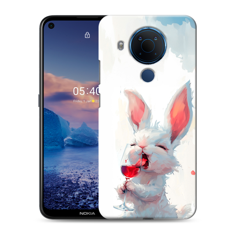 Силиконовый противоударный чехол на Nokia 5.4 с принтом кролик зайчик Силиконовый противоударный чехол на Nokia 5.4 с принтом кролик зайчик