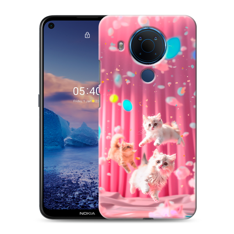 Силиконовый чехол на Nokia 5.4 с принтом милые котики Силиконовый чехол на Nokia 5.4 с принтом милые котики