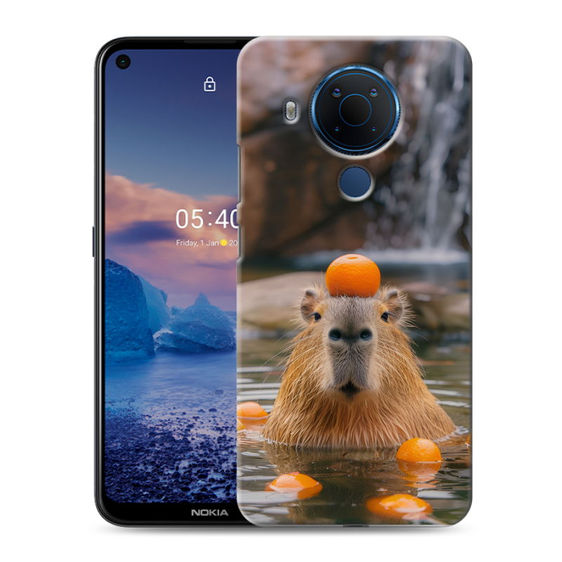 Силиконовый чехол на Nokia 5.4 с принтом Капибара с апельсином Силиконовый чехол на Nokia 5.4 с принтом Капибара с апельсином