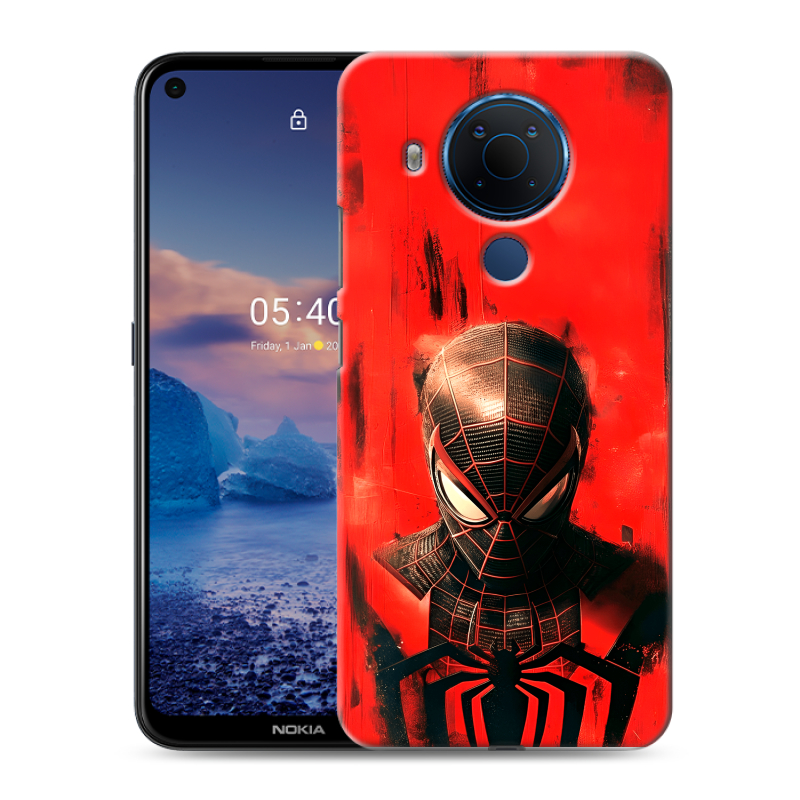 Силиконовый противоударный чехол на Nokia 5.4 с принтом человек паук spiderman Силиконовый противоударный чехол на Nokia 5.4 с принтом человек паук spiderman