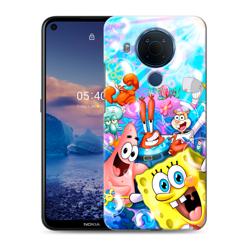 Силиконовый противоударный чехол на Nokia 5.4 с принтом спанчбоб спанч боб Силиконовый противоударный чехол на Nokia 5.4 с принтом спанчбоб спанч боб
