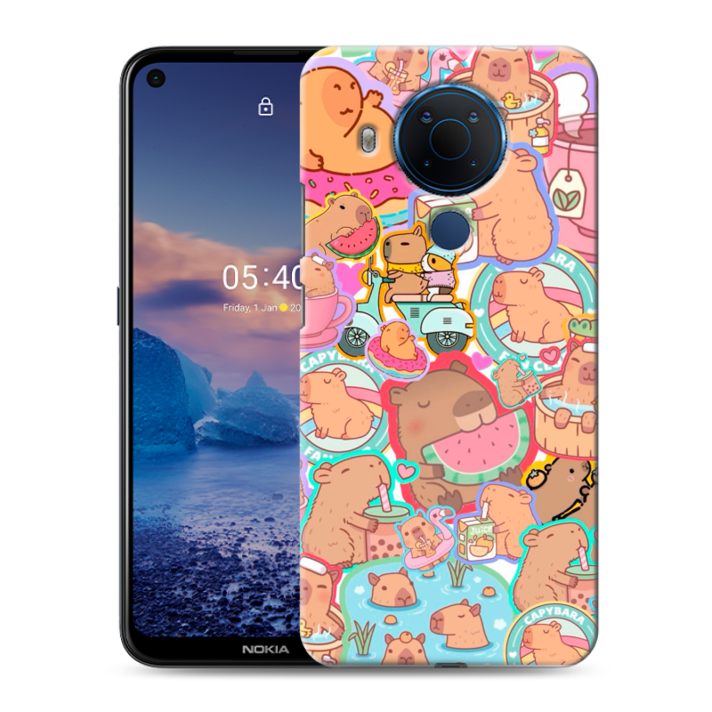 Силиконовый чехол на Nokia 5.4 с принтом капибары Силиконовый чехол на Nokia 5.4 с принтом капибары