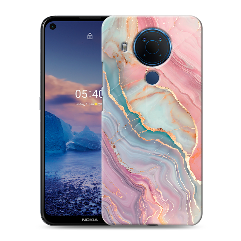 Силиконовый чехол на Nokia 5.4 с принтом розовый мрамор Силиконовый чехол на Nokia 5.4 с принтом розовый мрамор