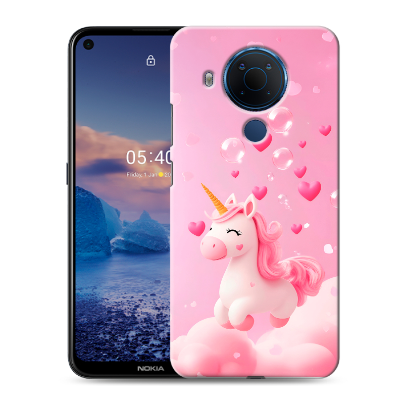 Силиконовый противоударный чехол на Nokia 5.4 с принтом Единорог Силиконовый противоударный чехол на Nokia 5.4 с принтом Единорог