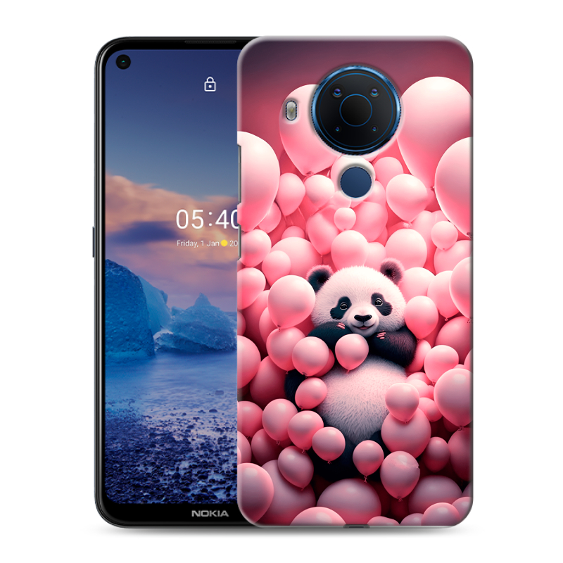 Силиконовый противоударный чехол на Nokia 5.4 с принтом Панда Силиконовый противоударный чехол на Nokia 5.4 с принтом Панда