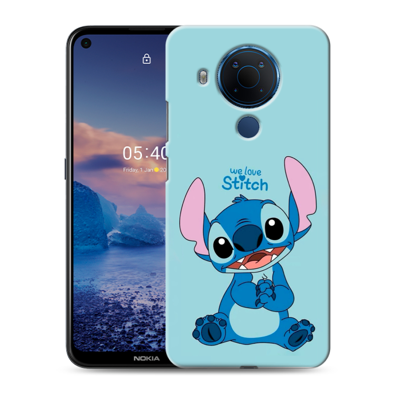 Силиконовый противоударный чехол на Nokia 5.4 с принтом Лило и Стич Силиконовый противоударный чехол на Nokia 5.4 с принтом Лило и Стич
