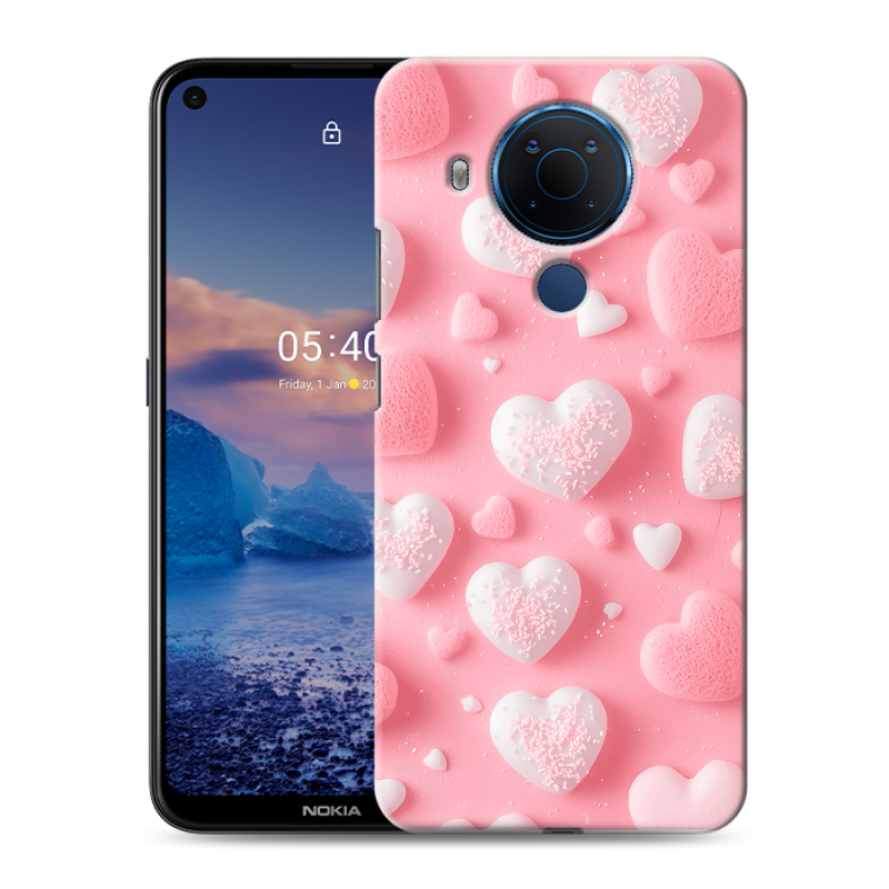 Силиконовый чехол на Nokia 5.4 с принтом Сердечки Силиконовый чехол на Nokia 5.4 с принтом Сердечки