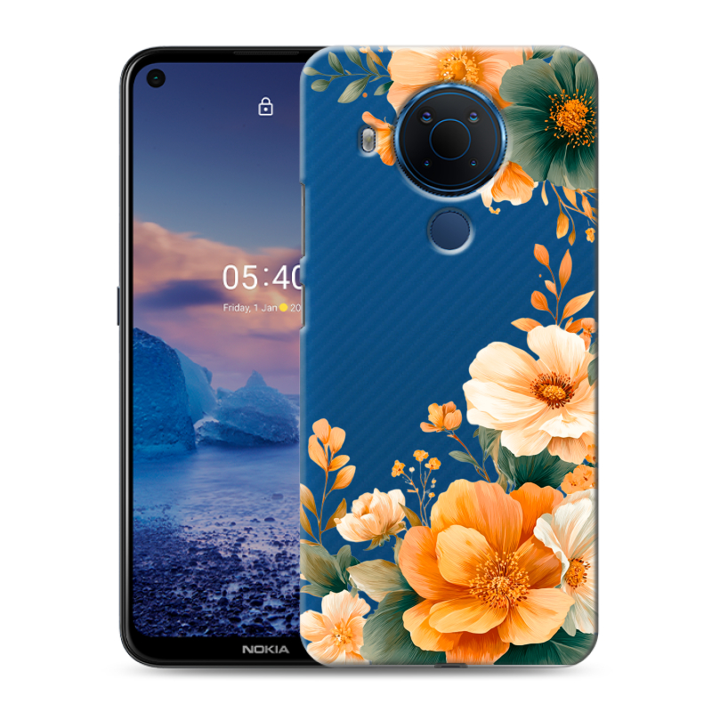 Силиконовый противоударный чехол на Nokia 5.4 с принтом Цветы принт Силиконовый противоударный чехол на Nokia 5.4 с принтом Цветы принт