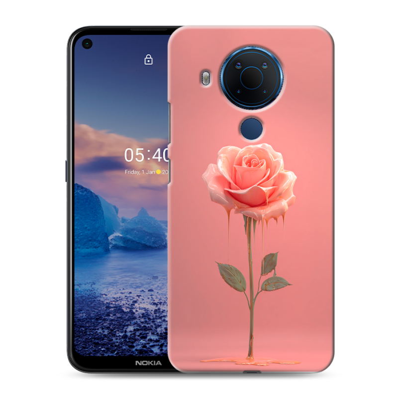 Силиконовый противоударный чехол на Nokia 5.4 с принтом Розовая роза Силиконовый противоударный чехол на Nokia 5.4 с принтом Розовая роза