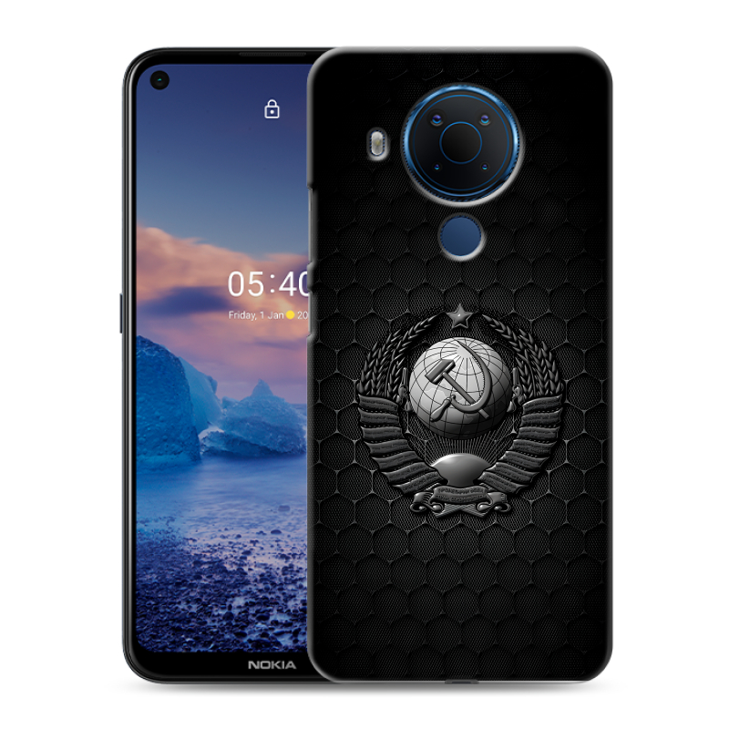 Силиконовый противоударный чехол на Nokia 5.4 с принтом Герб Флаг СССР Силиконовый противоударный чехол на Nokia 5.4 с принтом Герб Флаг СССР