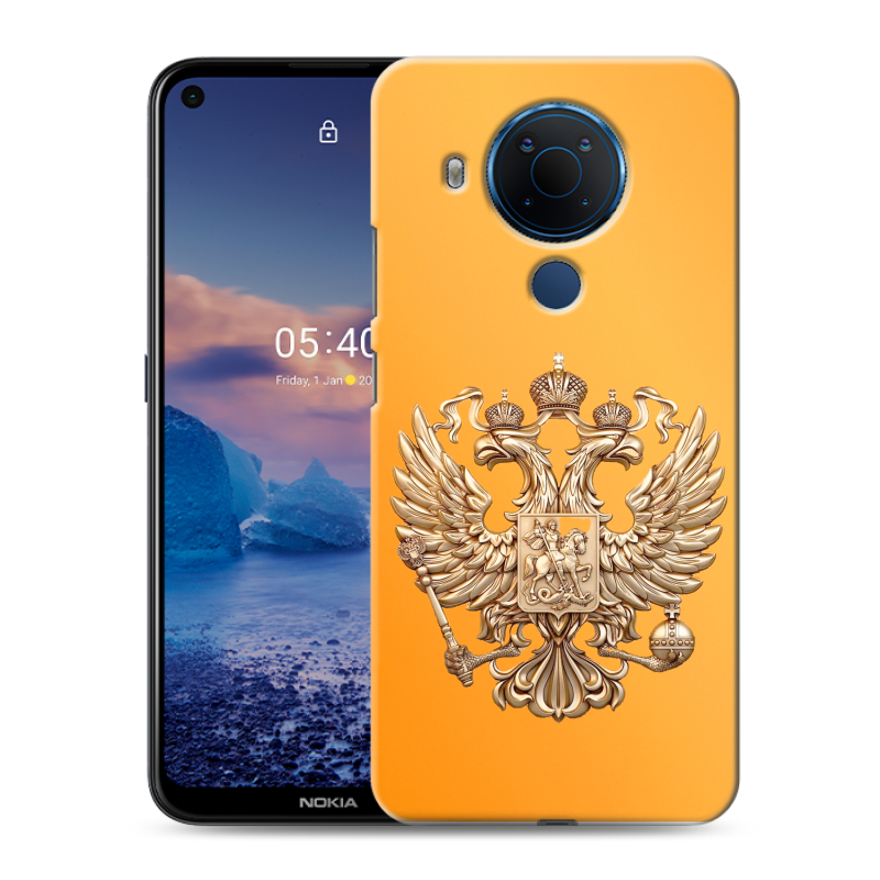 Силиконовый чехол на Nokia 5.4 с принтом Герб Флаг России Силиконовый чехол на Nokia 5.4 с принтом Герб Флаг России
