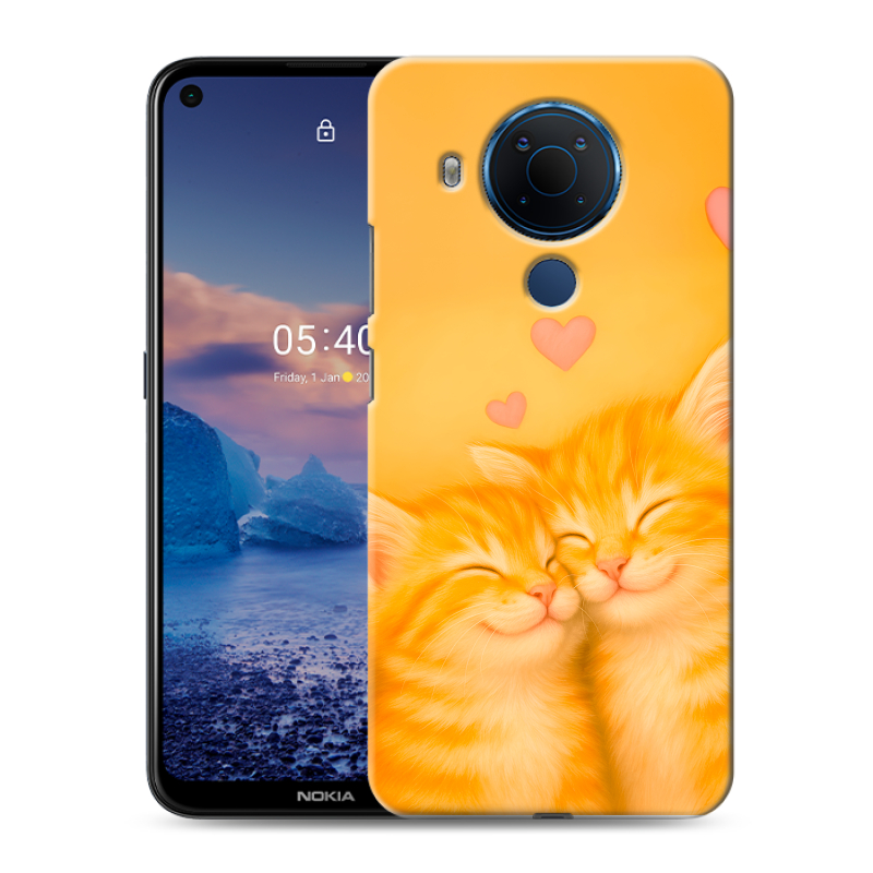 Силиконовый противоударный чехол на Nokia 5.4 с принтом Милые котята Силиконовый противоударный чехол на Nokia 5.4 с принтом Милые котята