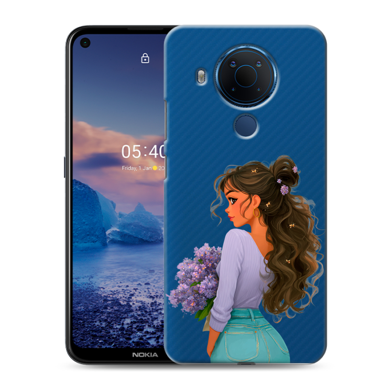 Силиконовый чехол на Nokia 5.4 с принтом девушка цветы Силиконовый чехол на Nokia 5.4 с принтом девушка цветы