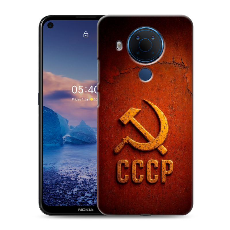 Силиконовый противоударный чехол на Nokia 5.4 с принтом Флаг Герб СССР Силиконовый противоударный чехол на Nokia 5.4 с принтом Флаг Герб СССР