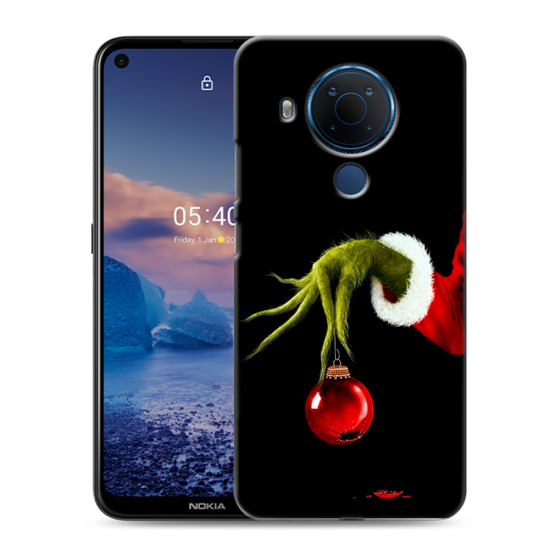 Силиконовый противоударный чехол на Nokia 5.4 с принтом Новый год Гринч Силиконовый противоударный чехол на Nokia 5.4 с принтом Новый год Гринч