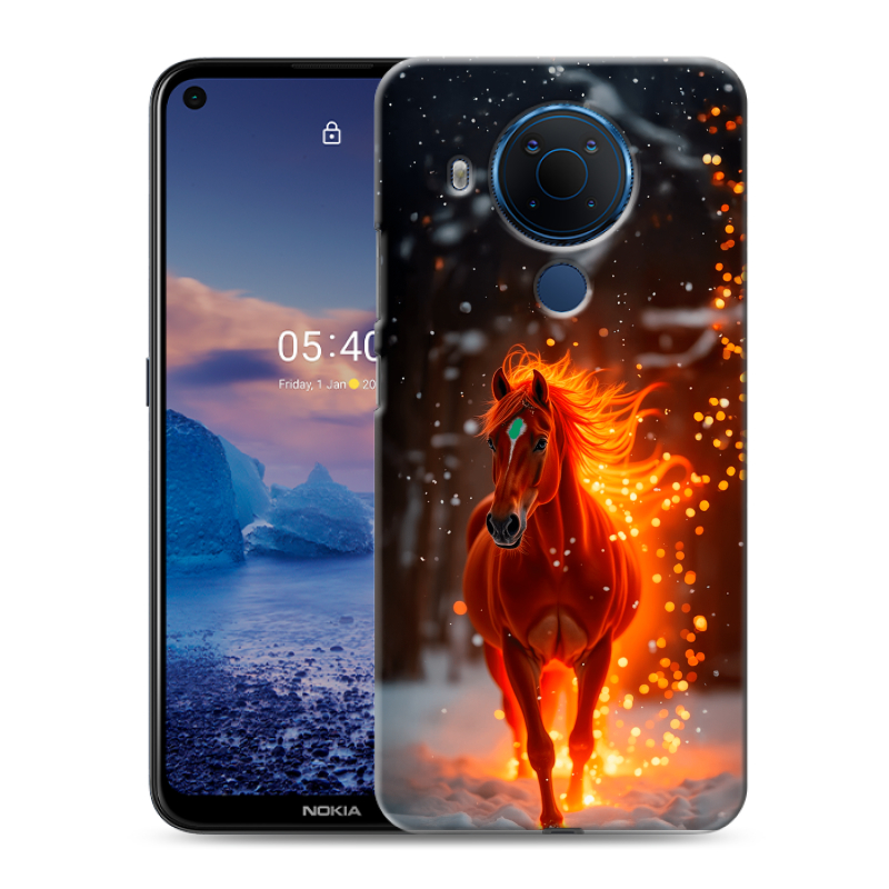 Силиконовый противоударный чехол на Nokia 5.4 с принтом Новый год Силиконовый противоударный чехол на Nokia 5.4 с принтом Новый год