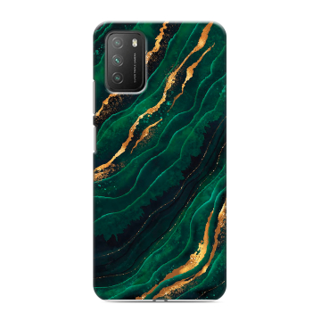 Силиконовый противоударный чехол на Xiaomi Poco M3 с принтом Мрамор зеленое золото Силиконовый противоударный чехол на Xiaomi Poco M3 с принтом Мрамор зеленое золото