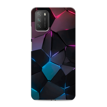 Силиконовый противоударный чехол на Xiaomi Poco M3 с принтом Геометрия неона Силиконовый противоударный чехол на Xiaomi Poco M3 с принтом Геометрия неона
