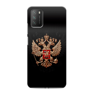 Силиконовый противоударный чехол на Xiaomi Poco M3 с принтом Герб России Силиконовый противоударный чехол на Xiaomi Poco M3 с принтом Герб России