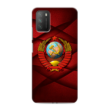 Силиконовый противоударный чехол на Xiaomi Poco M3 с принтом Герб СССР Силиконовый противоударный чехол на Xiaomi Poco M3 с принтом Герб СССР
