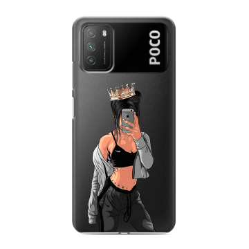 Силиконовый противоударный чехол на Xiaomi Poco M3 с принтом Женские принты Силиконовый противоударный чехол на Xiaomi Poco M3 с принтом Женские принты