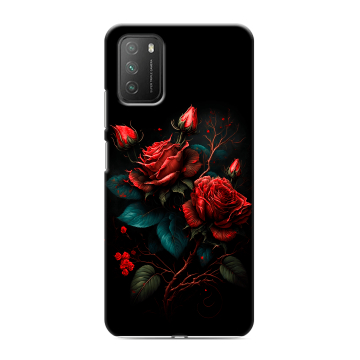 Силиконовый противоударный чехол на Xiaomi Poco M3 с принтом Розы красные