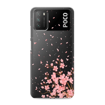 Силиконовый противоударный чехол на Xiaomi Poco M3 с принтом Ветка сакуры
