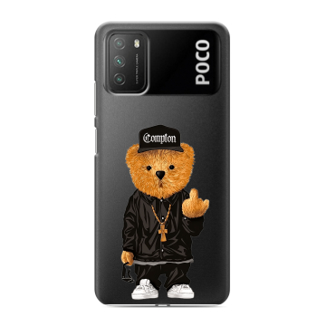 Силиконовый противоударный чехол на Xiaomi Poco M3 с принтом Мишка