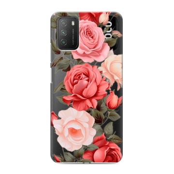 Силиконовый противоударный чехол на Xiaomi Poco M3 с принтом Розы Силиконовый противоударный чехол на Xiaomi Poco M3 с принтом Розы