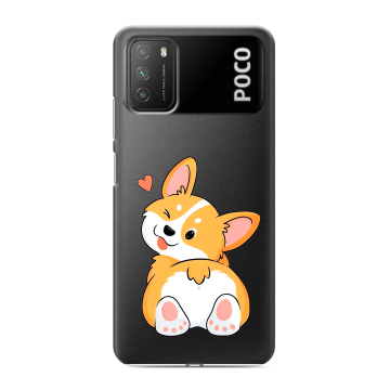 Силиконовый противоударный чехол на Xiaomi Poco M3 с принтом Корги