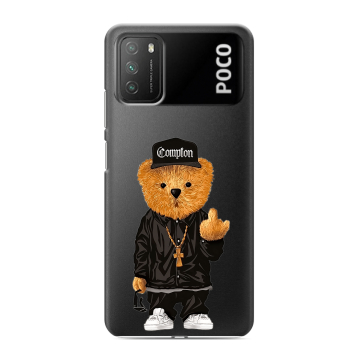 Силиконовый противоударный чехол на Xiaomi Poco M3 с принтом Плюшевый медведь