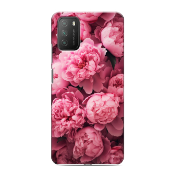 Силиконовый противоударный чехол на Xiaomi Poco M3 с принтом цветы пионы