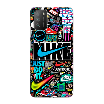 Силиконовый противоударный чехол на Xiaomi Poco M3 с принтом найк nike черный