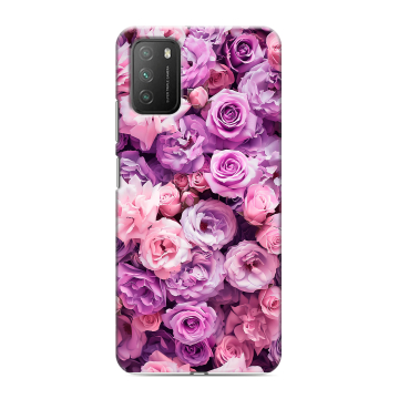 Силиконовый противоударный чехол на Xiaomi Poco M3 с принтом лавандовые розы