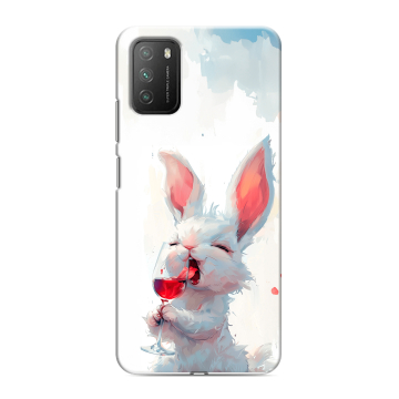 Силиконовый противоударный чехол на Xiaomi Poco M3 с принтом кролик зайчик