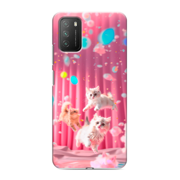 Силиконовый противоударный чехол на Xiaomi Poco M3 с принтом милые котики