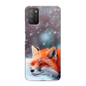 Силиконовый противоударный чехол на Xiaomi Poco M3 с принтом лиса Силиконовый противоударный чехол на Xiaomi Poco M3 с принтом лиса