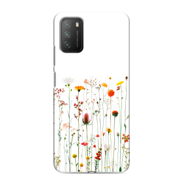 Силиконовый противоударный чехол на Xiaomi Poco M3 с принтом цветы