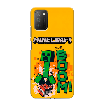 Силиконовый противоударный чехол на Xiaomi Poco M3 с принтом Майнкрафт Minecraft