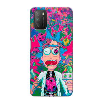 Силиконовый противоударный чехол на Xiaomi Poco M3 с принтом Рик и Морти Rick Morty