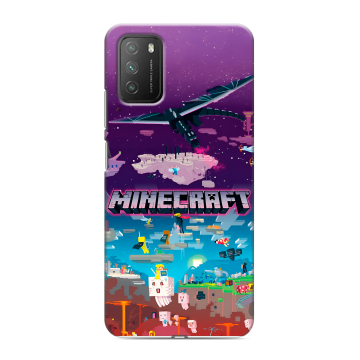 Силиконовый противоударный чехол на Xiaomi Poco M3 с принтом Майнкрафт Minecraft